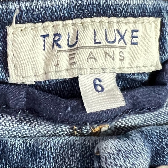 TRU Luxe Skinny Ankle Denim Blue Jean Medium Wash w Frayed Tiered Hem Size 6 - Picture 5 of 11